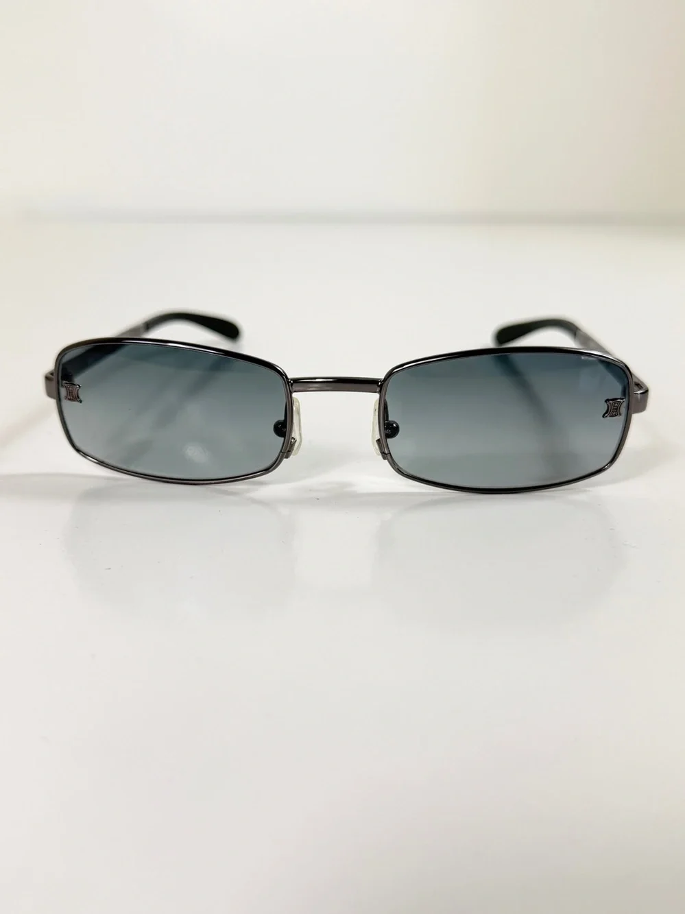Celine SC1019 568 Vtg Sunglasses Gunmetal Rectangle Triomphe Y2K Deadstock Set